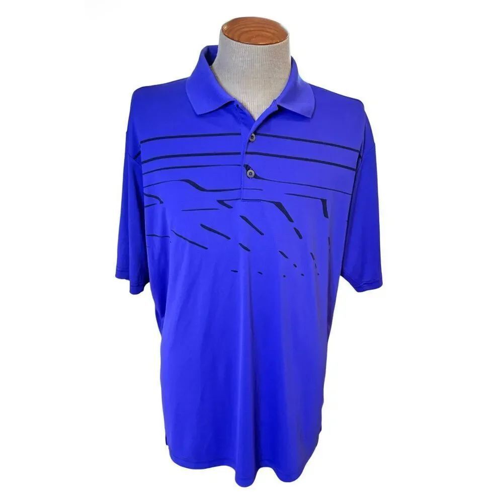 Adidas Golf Polo Mens XL Purple Black Golf Short Sleeve Athletic Performance